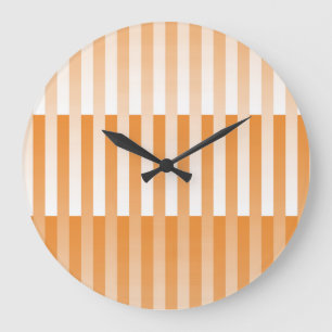 Oranges Weißes Streifenmuster Große Wanduhr