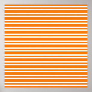 Oranges Weißes Streifenmuster Poster