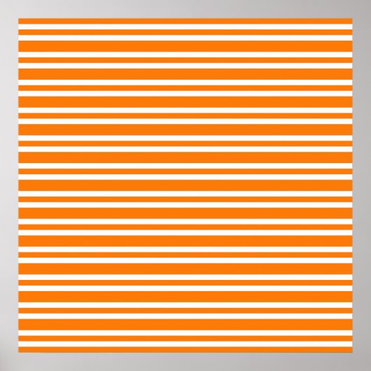 Oranges Weißes Streifenmuster Poster (Vorne)