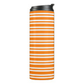 Oranges Weißes Streifenmuster Thermosbecher (Nach links gedreht)