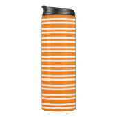 Oranges Weißes Streifenmuster Thermosbecher (Nach rechts gedreht)