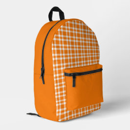 Oranges Weißkariertes Muster Bedruckter Rucksack