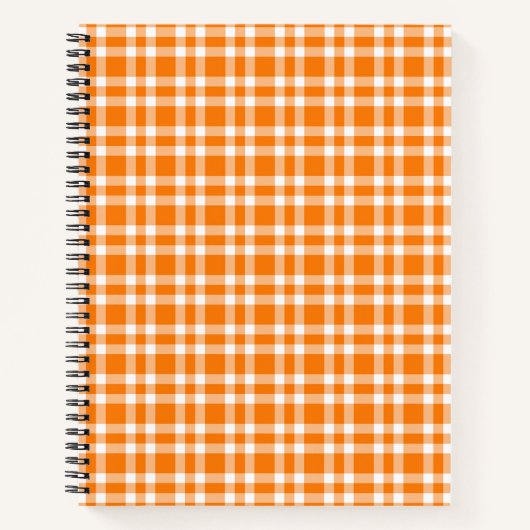Oranges Weißkariertes Muster Notizblock (Vorderseite)