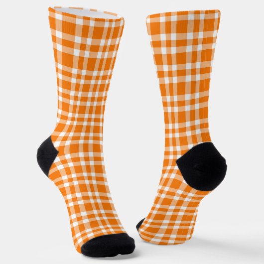 Oranges Weißkariertes Muster Socken (Gewinkelt)