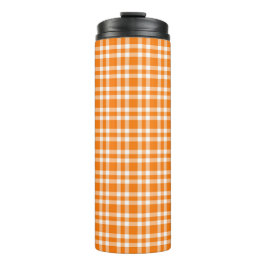 Oranges Weißkariertes Muster Thermosbecher