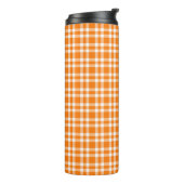 Oranges Weißkariertes Muster Thermosbecher (Nach links gedreht)