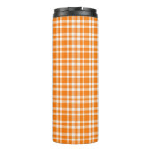 Oranges Weißkariertes Muster Thermosbecher (Rückseite)