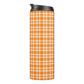 Oranges Weißkariertes Muster Thermosbecher (Nach rechts gedreht)
