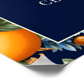 Oranges White Flowers Navy Blue Birthday Welcome Poster (Ecke)