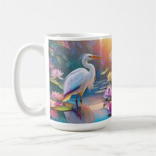 Orangeschnabeliger Weißer Reiher Fantasy-Vogel  Kaffeetasse
