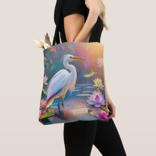 Orangeschnabeliger Weißer Reiher Fantasy-Vogel Tasche