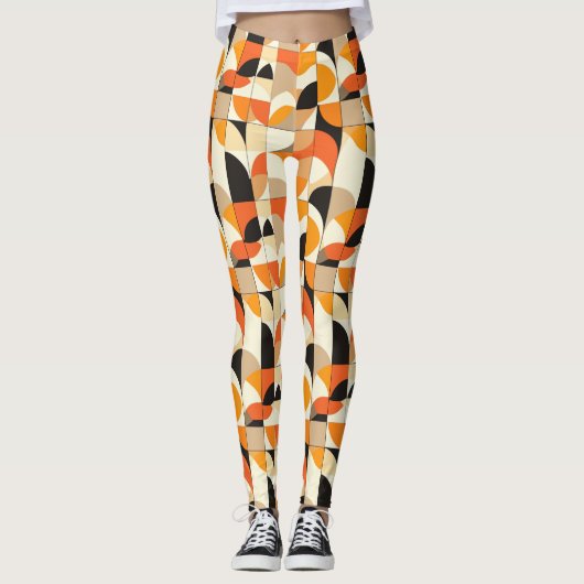 Orangetönte geometrische Abstrakte Leggings der Re (Vorderseite)