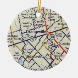 Orangeville auf der Vintagen Karte Keramik Ornament