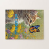 Orangeweißes Kätzchen Farbiger Schmetterling Puzzle (Horizontal)