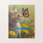 Orangeweißes Kätzchen Farbiger Schmetterling Puzzle (Vertikal)