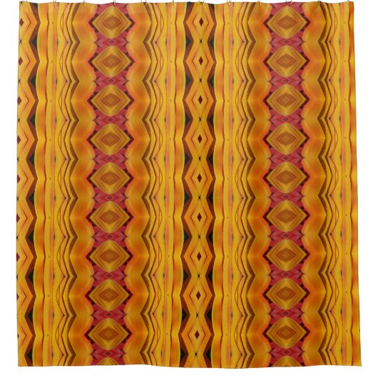 Orangey Ikat Duschvorhang (Vorderseite)