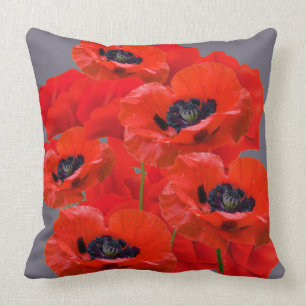 ORANGEY ROTE ORIENTALISCHE MOHNBLUMEN-BLUMEN KISSEN