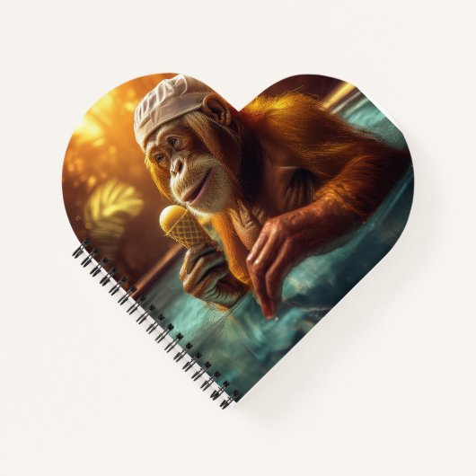 Orangutan am Pool mit Eiscreme Notizblock (Vorderseite)