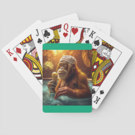 Orangutan am Pool mit Eiscreme Spielkarten