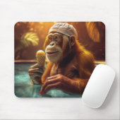 Orangutan am Pool mit Eiskremsohle Mousepad (Mit Mouse)