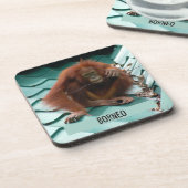 Orangutan auf Dach bei Sepilok in Borneo Fotografi Getränkeuntersetzer (Linke Seite)