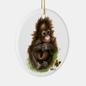 Orangutan Baby and Butterfly Keramikornament (Rechts)