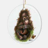Orangutan Baby and Butterfly Keramikornament (Links)