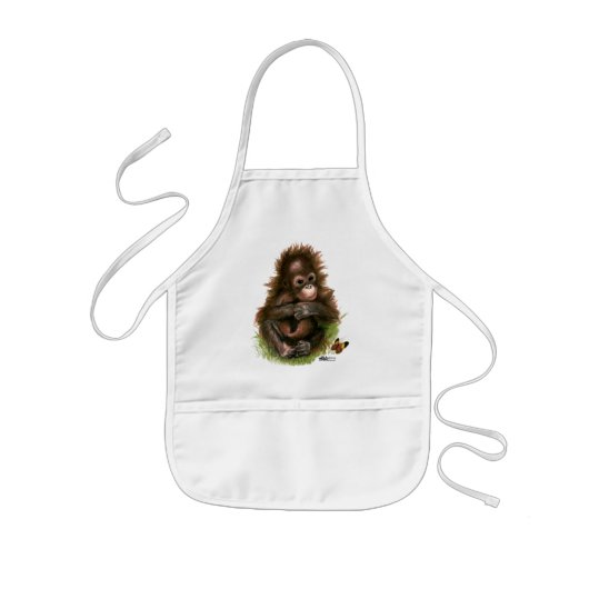 Orangutan Baby and Butterfly Kinderschürze (Vorne)