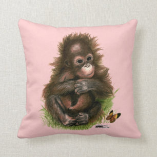 Orangutan Baby and Butterfly Kissen