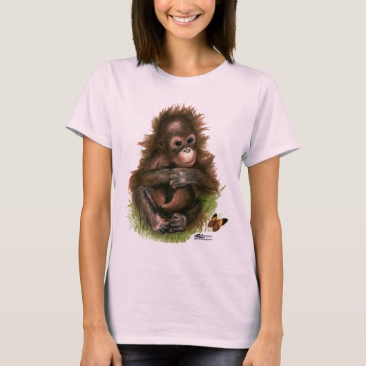 Orangutan Baby and Butterfly T-Shirt (Vorderseite)