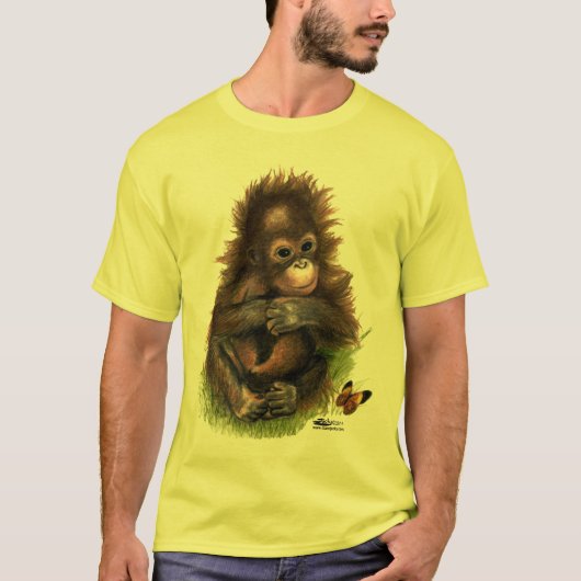 Orangutan Baby and Butterfly T-Shirt (Vorderseite)