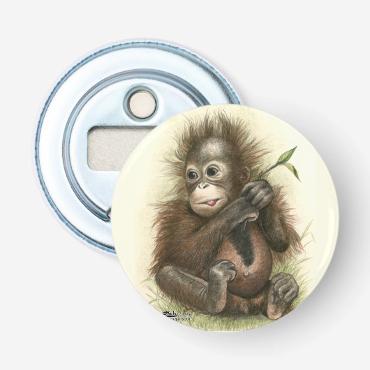 Orangutan Baby mit Blätter Flaschenöffner (Vorderseite)
