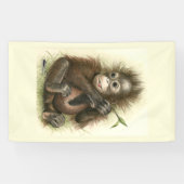 Orangutan Baby With Leaves Banner (Horizontal)
