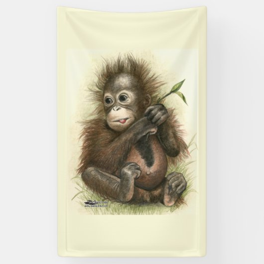 Orangutan Baby With Leaves Banner (Vertikal)