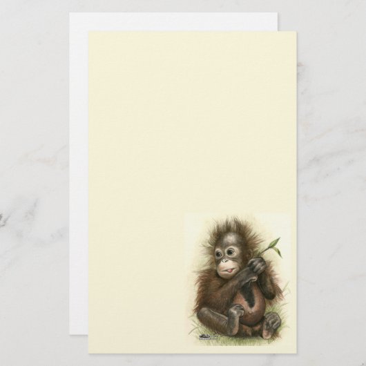 Orangutan Baby With Leaves Briefpapier (Vorne/Hinten)