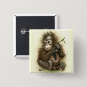 Orangutan Baby With Leaves Button (Vorne & Hinten)