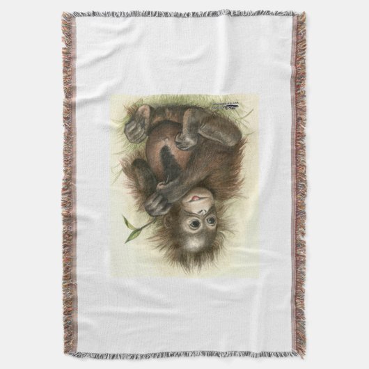 Orangutan Baby With Leaves Decke (Vorderseite Vertikal)