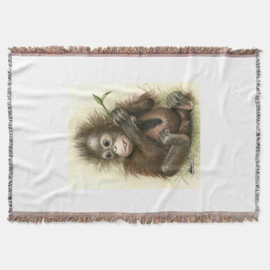 Orangutan Baby With Leaves Decke (Vorderseite)