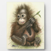 Orangutan Baby With Leaves Fotoplatte (Vorderseite)