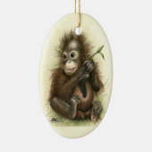 Orangutan Baby With Leaves Keramik Ornament (Rechts)
