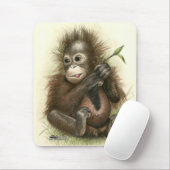 Orangutan Baby With Leaves Mousepad (Mit Mouse)