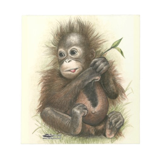 Orangutan Baby With Leaves Notizblock (Vorderseite)