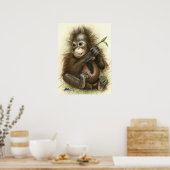 Orangutan Baby With Leaves Poster (Küche)