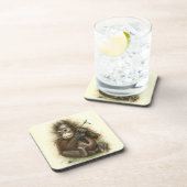 Orangutan Baby With Leaves Untersetzer (Rechte Seite)