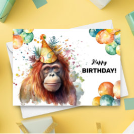 Orangutan Balloons und Party Happy Birthday Karte
