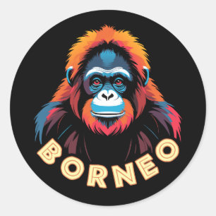 Orangutan Borneo Runder Aufkleber