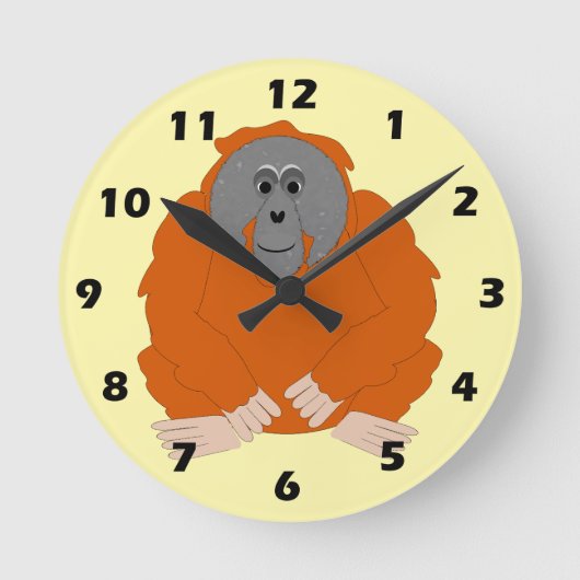 Orangutan Design Runde Wanduhr (Vorderseite)