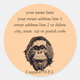 Orangutan Foundation International-Adressetiketten Runder Aufkleber