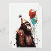 Orangutan Geburtstagsparty Flat Grußkarte Dankeskarte (Vorne/Hinten)