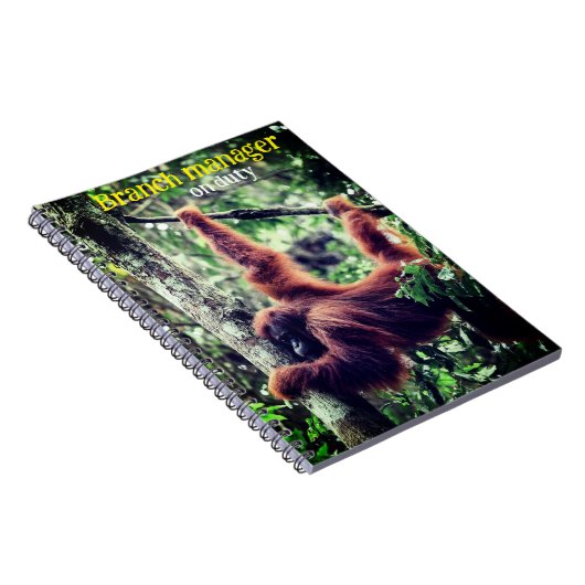 Orangutan hängt in Baum Notizblock (Rechte Seite)